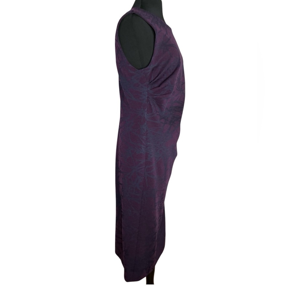 Escada Ruched Jacquard Print Sheath Midi Dress Purple Size 42 - Picture 3 of 16